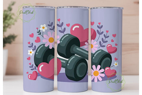 Fitness Floral Tumbler Wrap PNG Sublimation PixelChick 