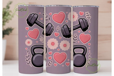 Fitness Floral Tumbler Wrap PNG Sublimation PixelChick 