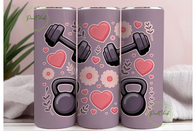 Fitness Floral Tumbler Wrap PNG Sublimation PixelChick 