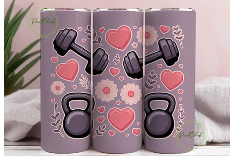 Fitness Floral Tumbler Wrap PNG Sublimation PixelChick 