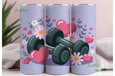 Fitness Floral Tumbler Wrap PNG Sublimation PixelChick 