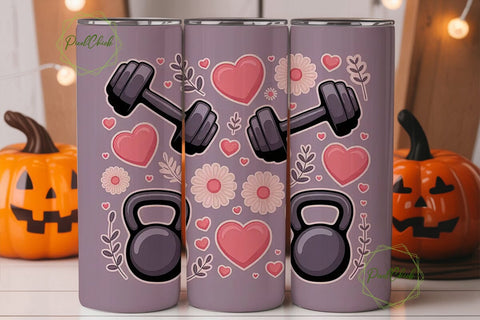 Fitness Floral Tumbler Wrap PNG Sublimation PixelChick 