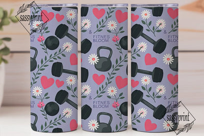 Fitness Floral Tumbler Wrap PNG Sublimation sassyprint 