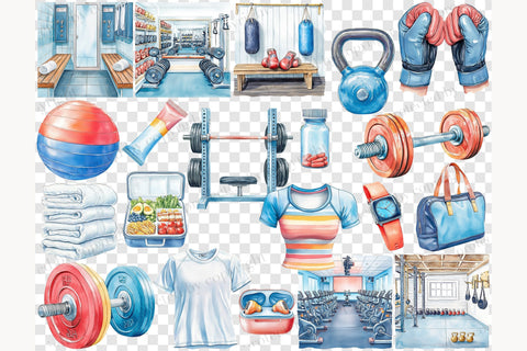 Fitness Girl Clipart Collection | Gym Workout PNG Sports SVG GlamArtZhanna 