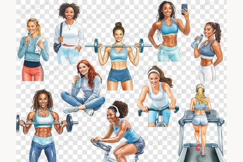 Fitness Girl Clipart Collection | Gym Workout PNG Sports SVG GlamArtZhanna 
