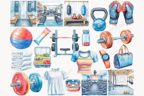 Fitness Girl Clipart Collection | Gym Workout PNG Sports SVG GlamArtZhanna 