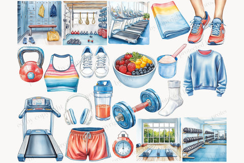 Fitness Girl Clipart Collection | Gym Workout PNG Sports SVG GlamArtZhanna 