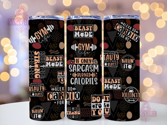 Fitness Girl’s 20oz Tumbler Wrap Sublimation Design, Straight Tapered Tumbler Wrap, Fitness Life Tumbler Png, Instant Digital Download Sublimation SvggirlplusArt 