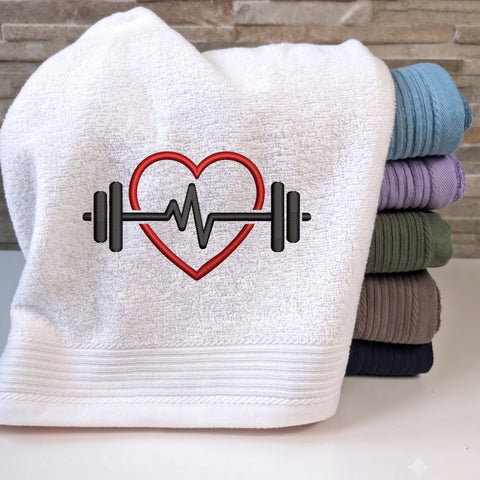 Fitness Heartbeat Embroidery Design – Heart Barbell Gym Workout Machine Embroidery File Embroidery/Applique DESIGNS PatternFeed8 