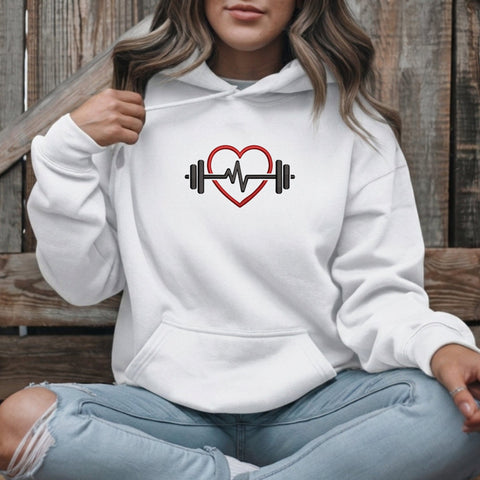Fitness Heartbeat Embroidery Design – Heart Barbell Gym Workout Machine Embroidery File Embroidery/Applique DESIGNS PatternFeed8 