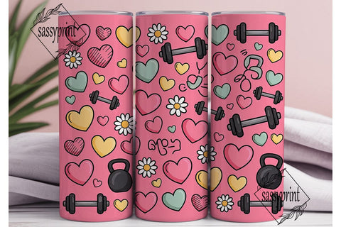 Fitness Hearts 20oz Tumbler Wrap Sublimation sassyprint 