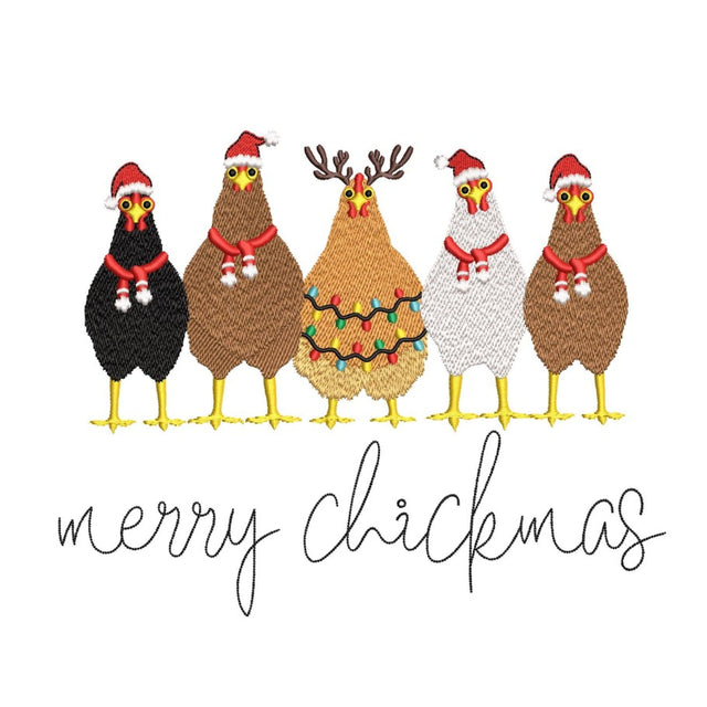 Five Christmas Chickens Embroidery Design, 3 sizes, Instant Download Embroidery/Applique DESIGNS Nino Nadaraia 