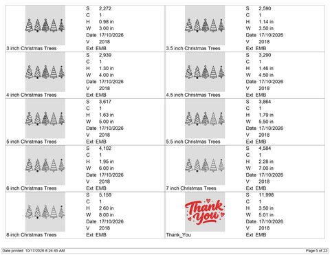 Five Christmas Trees Embroidery Design – Minimalist Christmas Tree Line Art Holiday Machine Embroidery File Embroidery/Applique DESIGNS PatternFeed8 