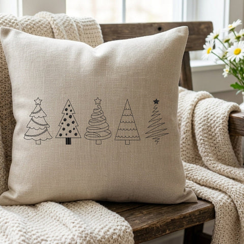 Five Christmas Trees Embroidery Design – Minimalist Christmas Tree Line Art Holiday Machine Embroidery File Embroidery/Applique DESIGNS PatternFeed8 