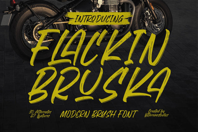 Flackin Bruska - Modern Brush Font Font Letterena Studios 