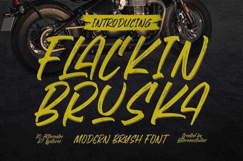 Flackin Bruska - Modern Brush Font Font Letterena Studios 