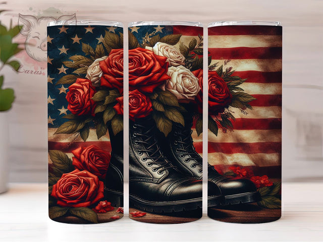 Flag Boots Western 20oz Tumbler, Patriotic Tumbler, Western Sublimation, Country Wrap Design, Rustic PNG, 20oz Tumbler Wrap Sublimation Lara' s Designs 