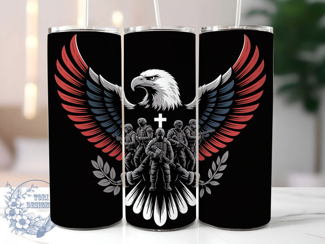 Flag Eagle USA 20oz Tumbler, American Flag Eagle, Patriotic Tumbler Wrap, Sublimation Design, 20oz Tumbler, Military Tribute, USA Pride Sublimation ToriDesigns 