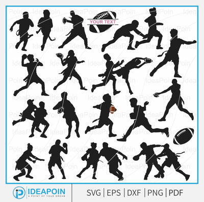 Flag Football Players, Flag Football Equipment, Women's Flag Football Silhouettes, Football Player Designs, Custom Football svg, Football SVG Dinvect 