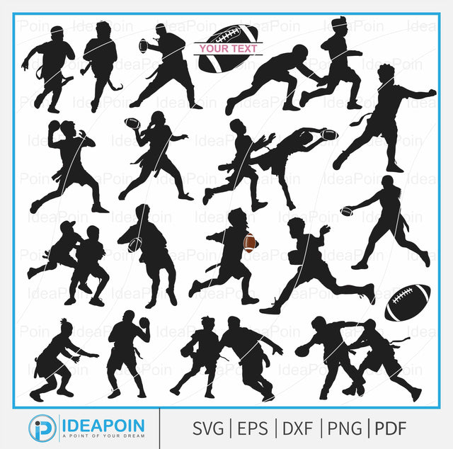 Flag Football Players, Flag Football Equipment, Women's Flag Football Silhouettes, Football Player Designs, Custom Football svg, Football SVG Dinvect 