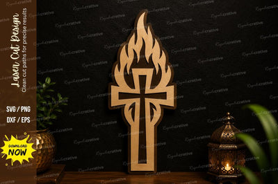 Flame Cross Ornament Laser Cut SVG SVG Regulrcrative 