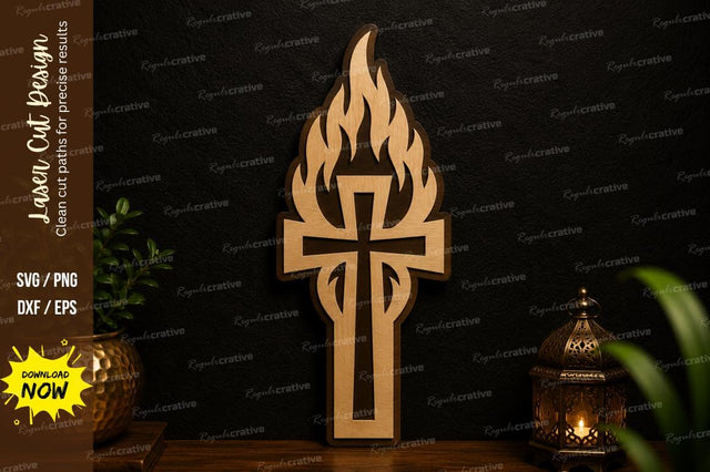 Flame Cross Ornament Laser Cut SVG SVG Regulrcrative 