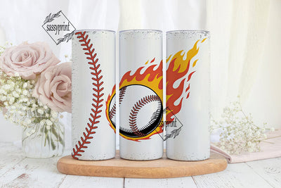 Flaming Baseball 20oz Tumbler Wrap Sublimation sassyprint 
