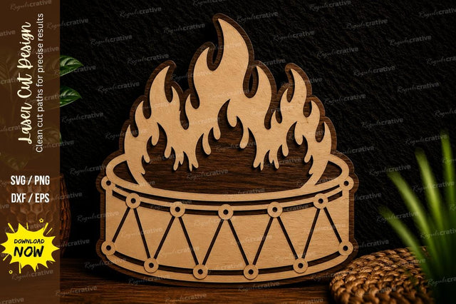 Flaming Drum Laser Cut Svg Design SVG Regulrcrative 