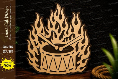 Flaming Drum Laser Cut Svg Design SVG Regulrcrative 