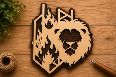 Flaming Lion Geometric Laser Cut Svg File Design SVG Regulrcrative 