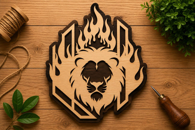 Flaming Lion Heart Laser Cut Svg File Design SVG Regulrcrative 