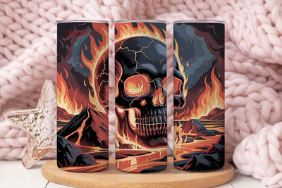 Flaming Skull 20oz Tumbler Wrap Sublimation DesignSVG 