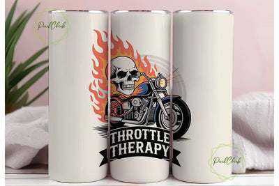 Flaming Skull Motorcycle 20oz Tumbler Sublimation PixelChick 