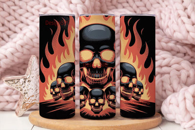 Flaming Skull Tumbler Wrap Sublimation DesignSVG 
