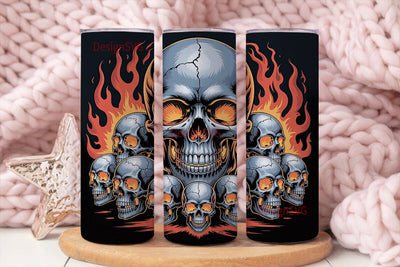 Flaming Skull Tumbler Wrap Sublimation DesignSVG 