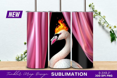 Flaming Swan Behind Pink Curtains Tumbler Png Sublimation Regulrcrative 