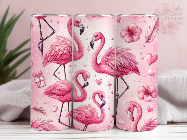 Flamingo 20oz Tumbler Wrap PNG, Pink Flamingo Glitter 20oz Skinny Tumbler Wrap, Straight & Tapered Tumbler Wrap, Instant Digital Download Sublimation Li Zamperini 