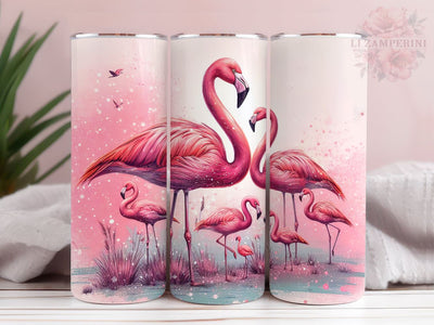 Flamingo 20oz Tumbler Wrap PNG, Pink Flamingo Glitter 20oz Skinny Tumbler Wrap, Straight & Tapered Tumbler Wrap, Instant Digital Download Sublimation Li Zamperini 