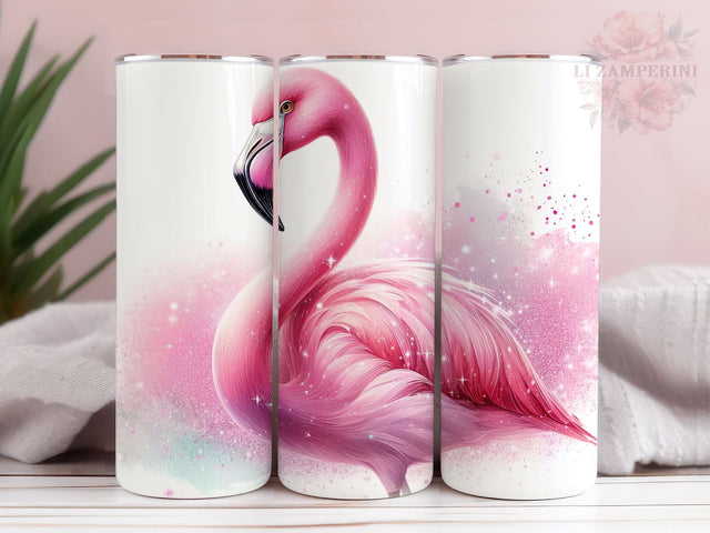 Flamingo 20oz Tumbler Wrap PNG, Pink Flamingo Glitter 20oz Skinny Tumbler Wrap, Straight & Tapered Tumbler Wrap, Instant Digital Download Sublimation Li Zamperini 