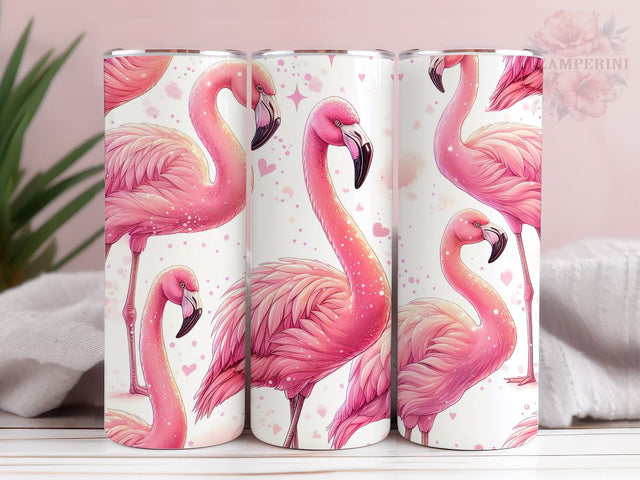 Flamingo 20oz Tumbler Wrap PNG, Pink Flamingo Glitter 20oz Skinny Tumbler Wrap, Straight & Tapered Tumbler Wrap, Instant Digital Download Sublimation Li Zamperini 