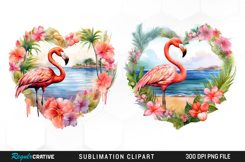 Flamingo And Beach Clipart Bundle Sublimation Regulrcrative 