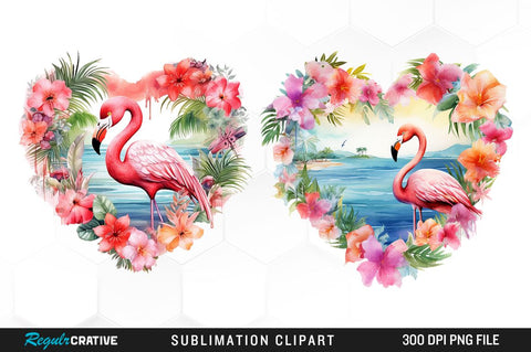 Flamingo And Beach Clipart Bundle Sublimation Regulrcrative 