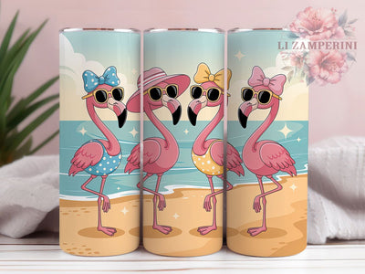Flamingo Beach 20oz Tumbler Wrap, Funny Summer Design, Flamingo Sublimation PNG, Summer Vibes Wrap, 20oz Tumbler Wrap, Tropical Flamingo Style, Beach Flamingo PNG Sublimation Li Zamperini 