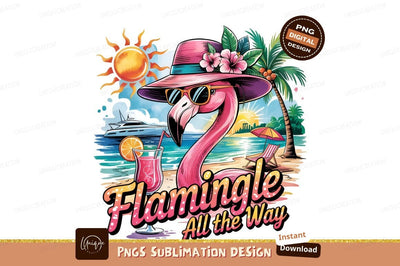 Flamingo Beach Day Fun Art Design Sublimation Designangry 