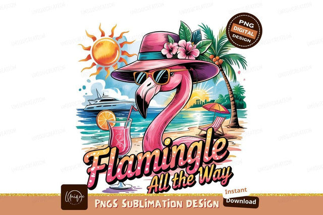 Flamingo Beach Day Fun Art Design Sublimation Designangry 