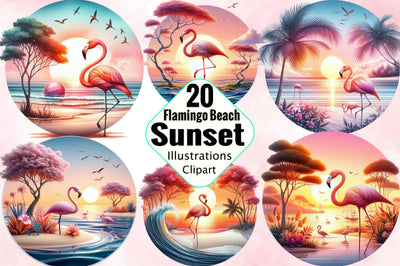 Flamingo Beach Sunset Clipart Sublimation Clipart Bundle Sublimation SVGArt 
