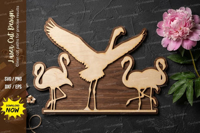 Flamingo Bird Silhouette Set – Laser Cut Wooden Decorative Design SVG Regulrcrative 