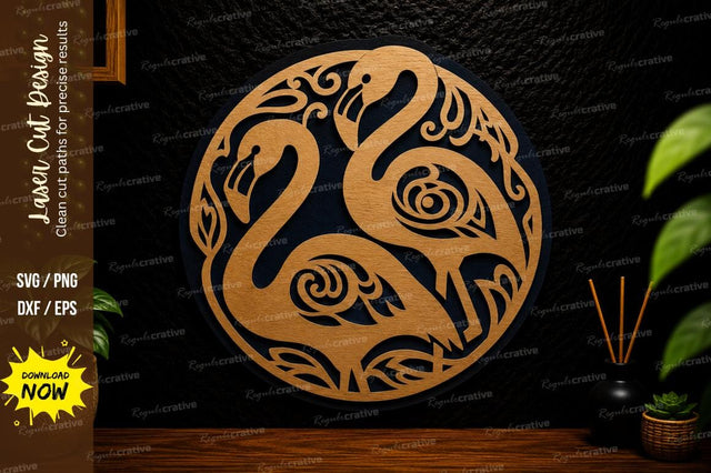 Flamingo Circle Laser Cut SVG Design SVG Regulrcrative 