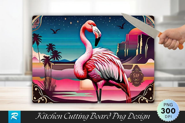Flamingo Cutting Board PNG Design Sublimation Regulrcrative 