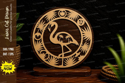 Flamingo Decorative Circle Laser Cut Svg Design SVG Regulrcrative 